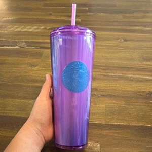 Starbucks Purple Dome Blue Tumbler Travel Cup Straw Iride